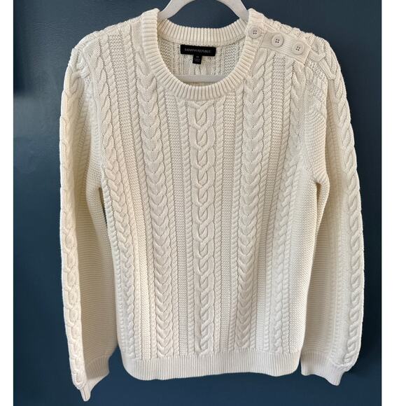 Banana Republic All Around Cable Knit Sweater Size Medium Pullover Heavy Knit - Picture 3 of 11